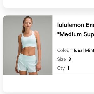 Lululemon energy longline bra in ideal mint